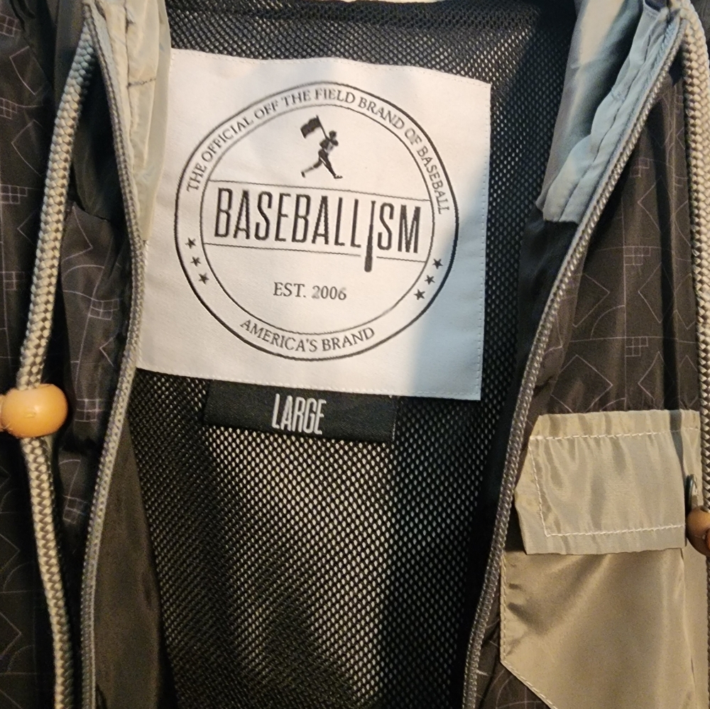 Nwot Basebalism Winfield Black and Gray Windbreaker Hooded Jacket - Picture 3 of 6